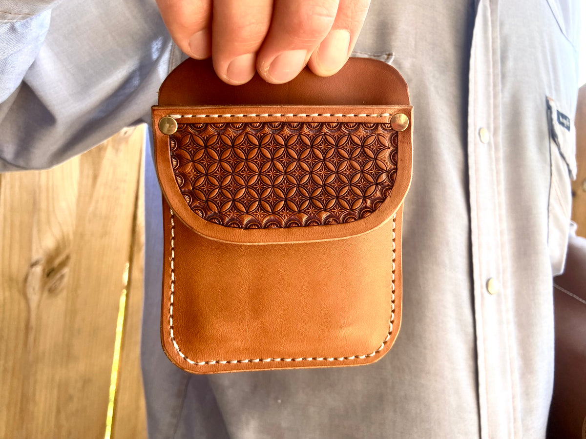 Stamped Geometric Leather Pocket Protector