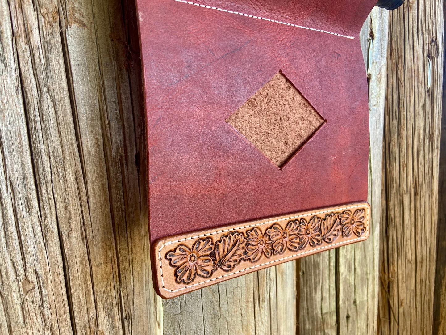 Tooled Leather Wine Hanger