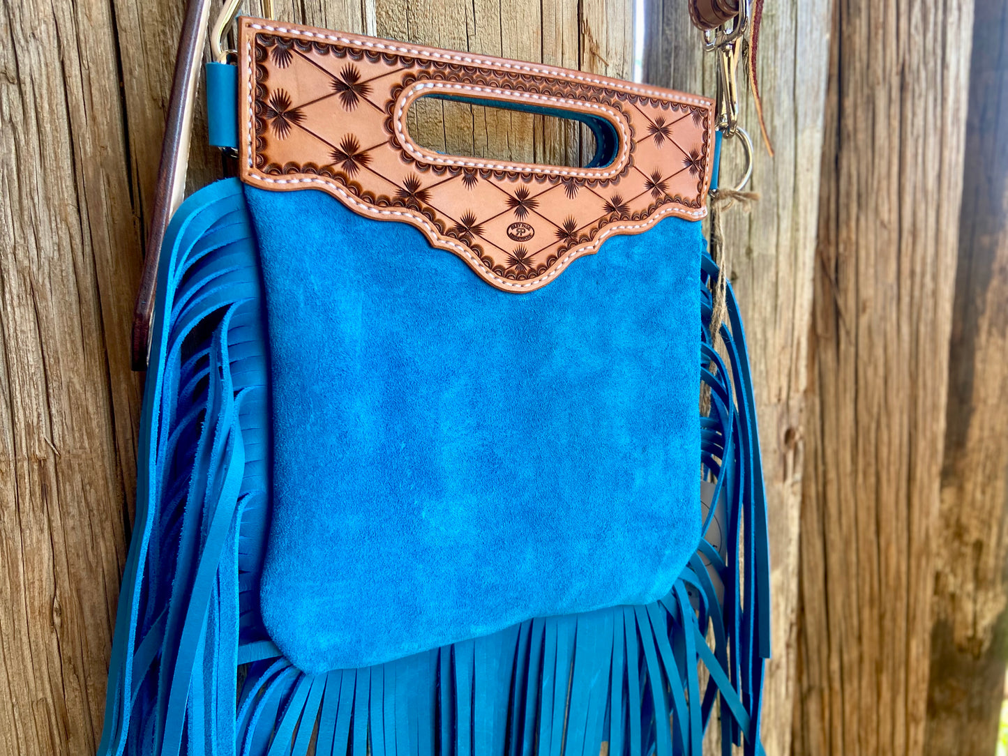 Blue Fringe Crossbody Bag