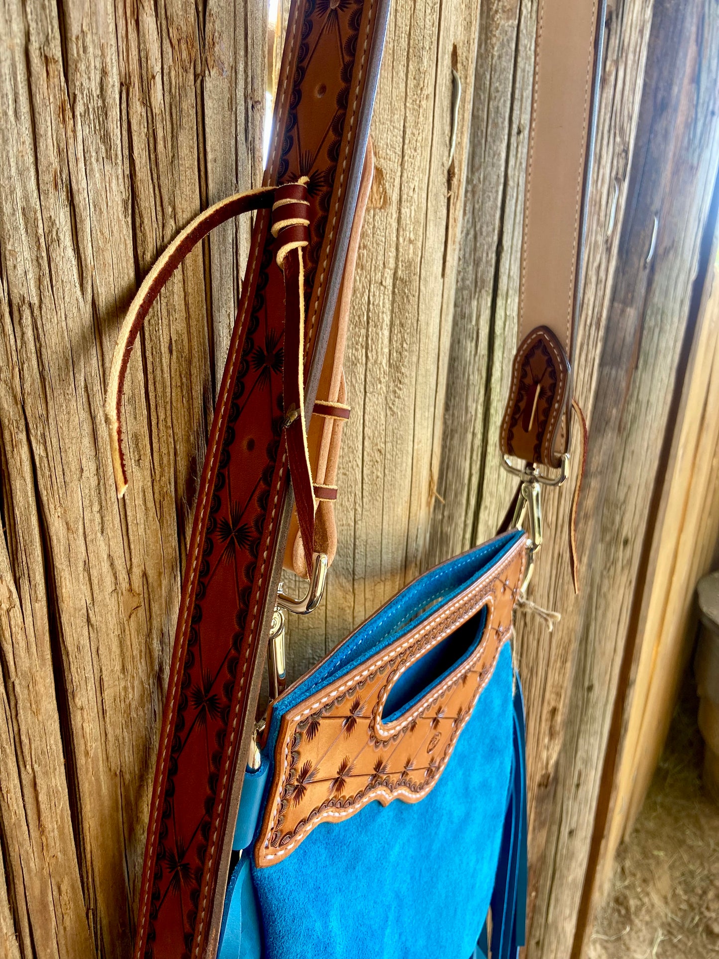 Blue Fringe Crossbody Bag
