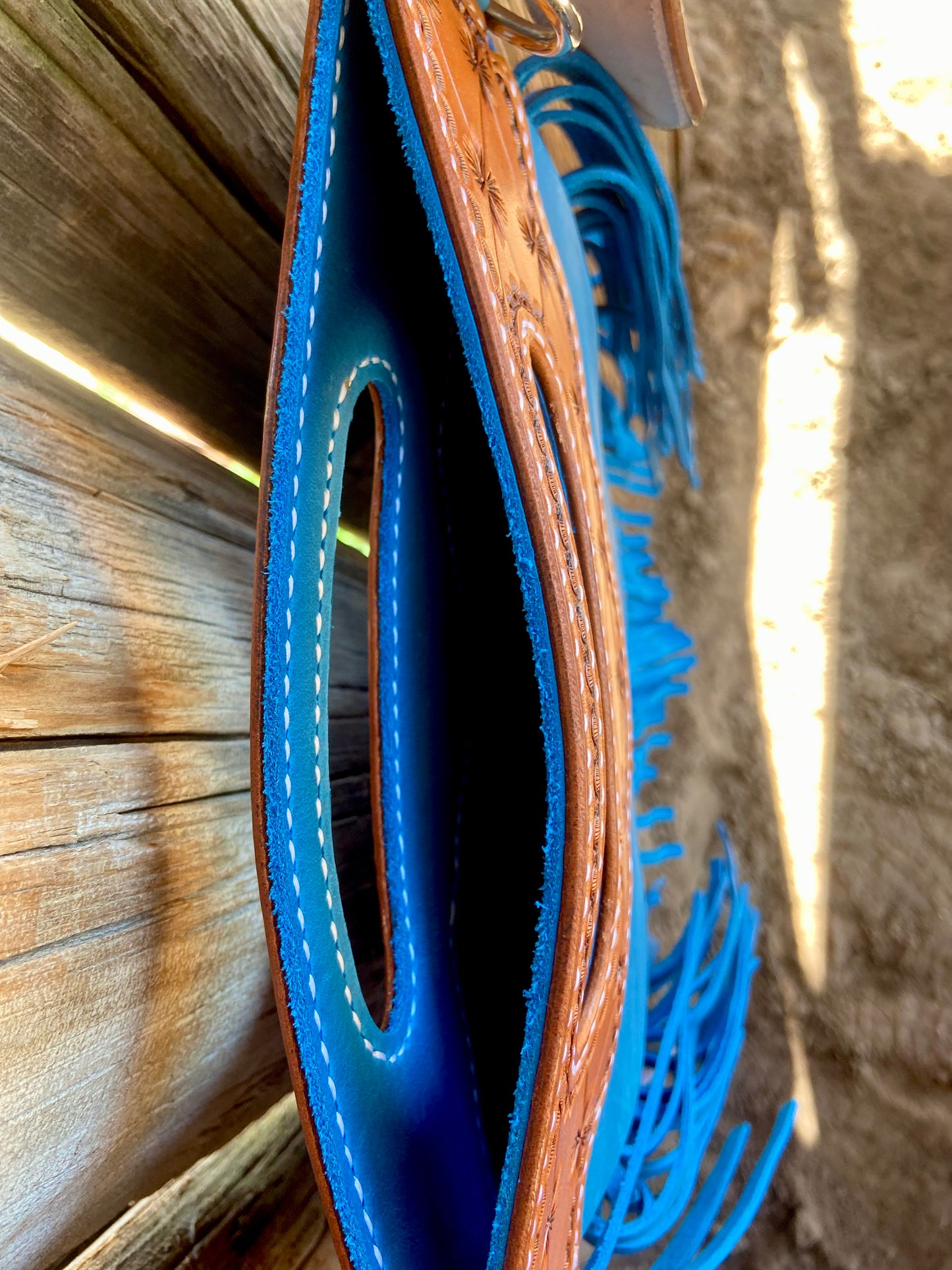 Blue Fringe Crossbody Bag