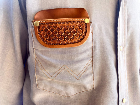 Stamped Geometric Leather Pocket Protector