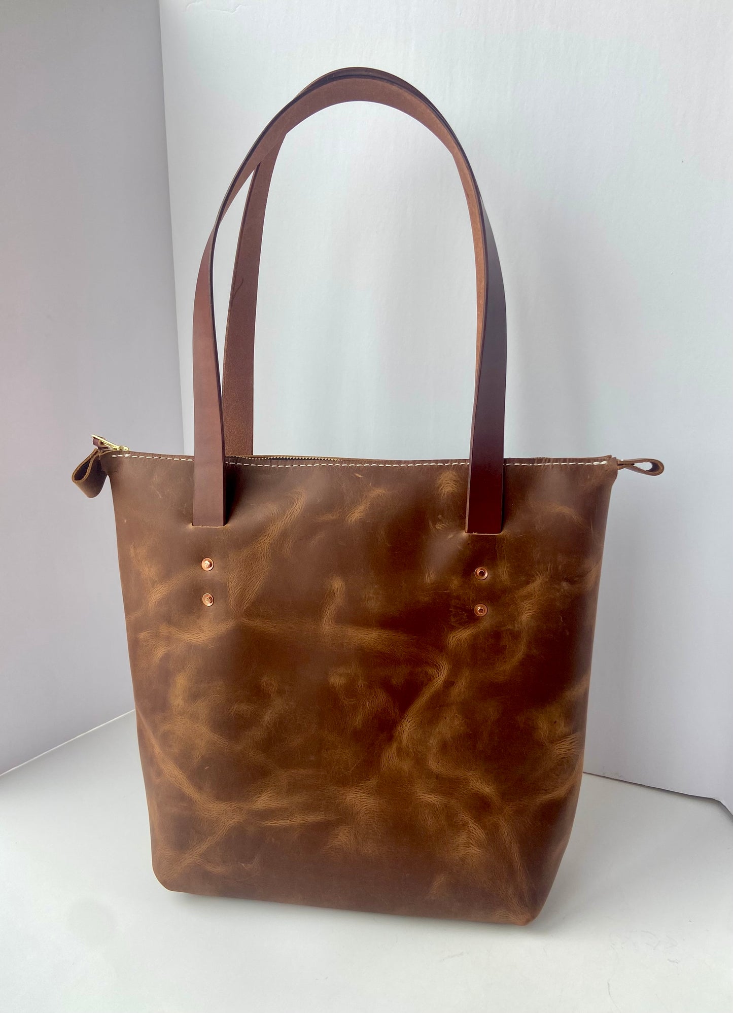 Cognac Leather Tote Bag