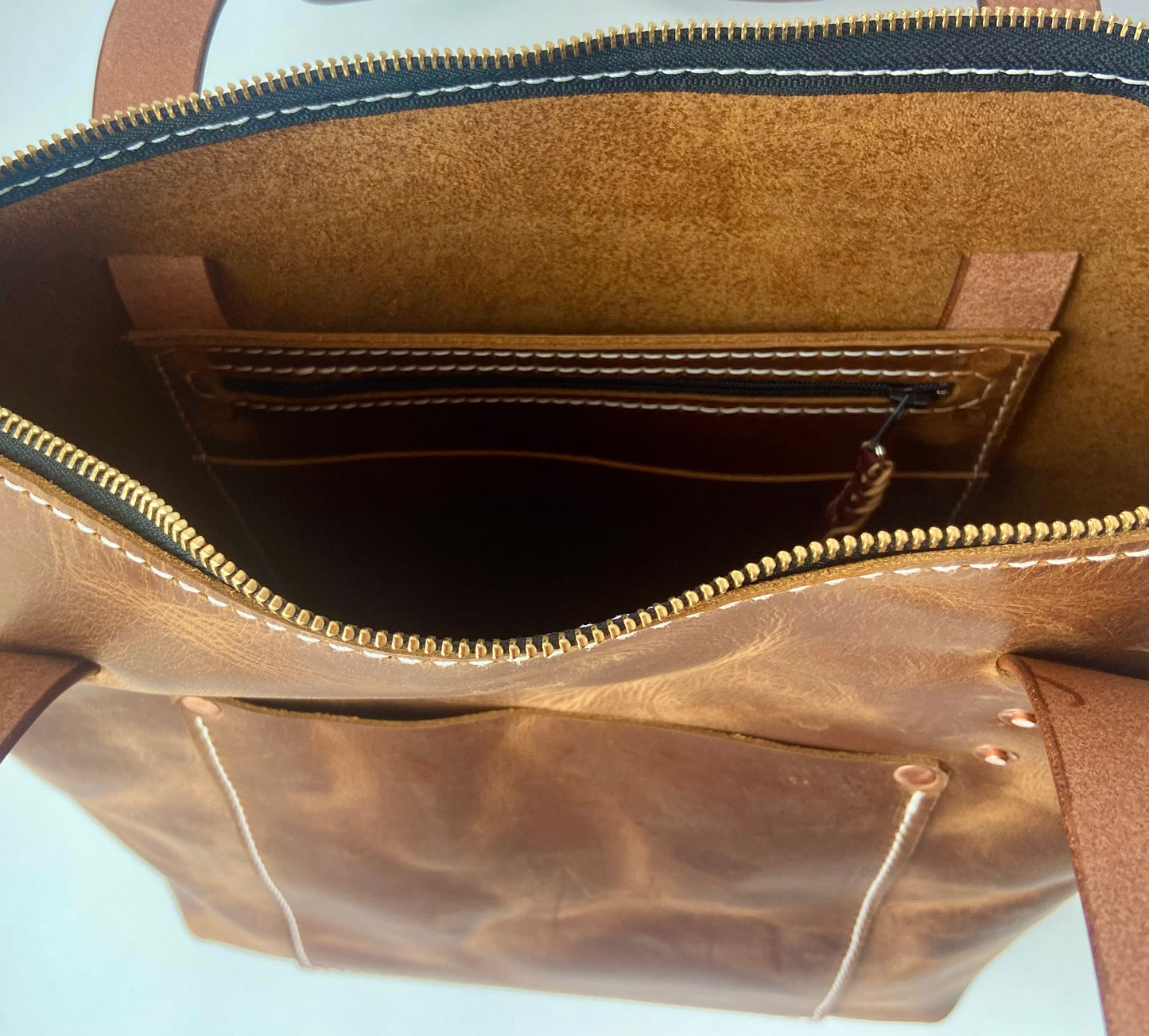 Cognac Leather Tote Bag