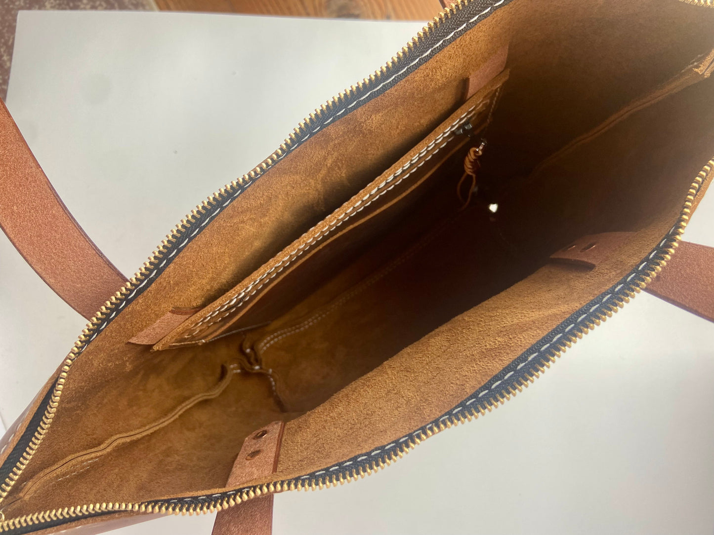 Cognac Leather Tote Bag