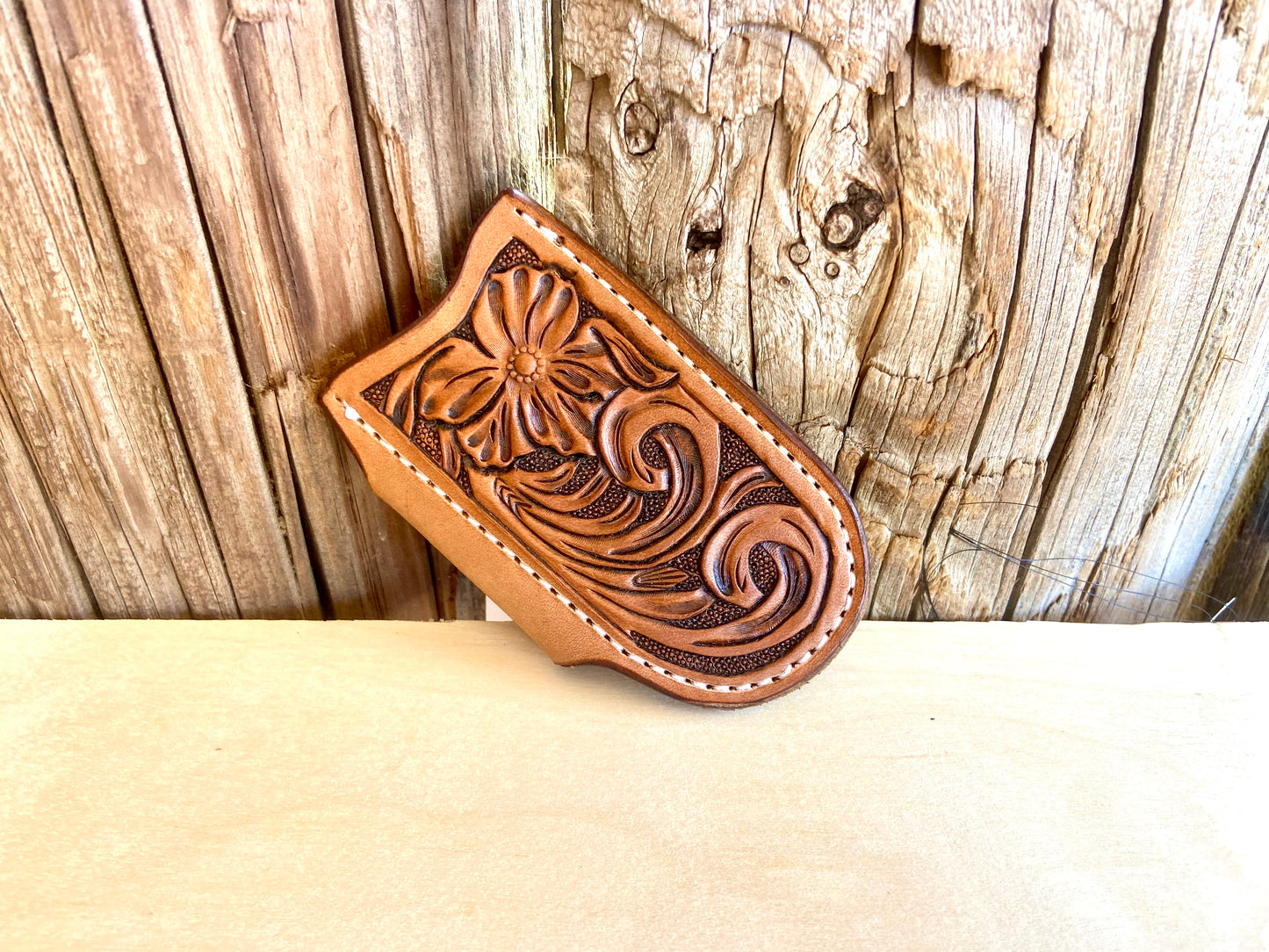 Sideways Tooled Floral Knife Sheath