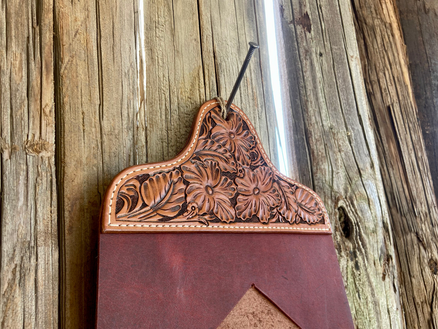 Tooled Leather Wine Hanger